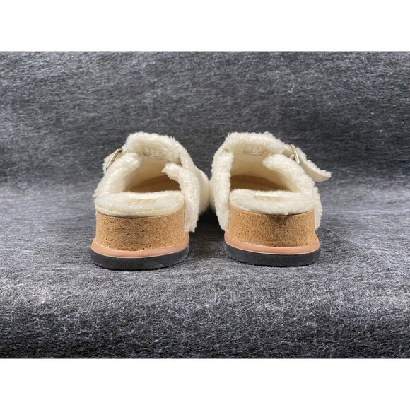 Clarks Womens Brynn Slide Size 5 Shoes White Ivory Faux Fur Clogs - Picture 5 of 9
